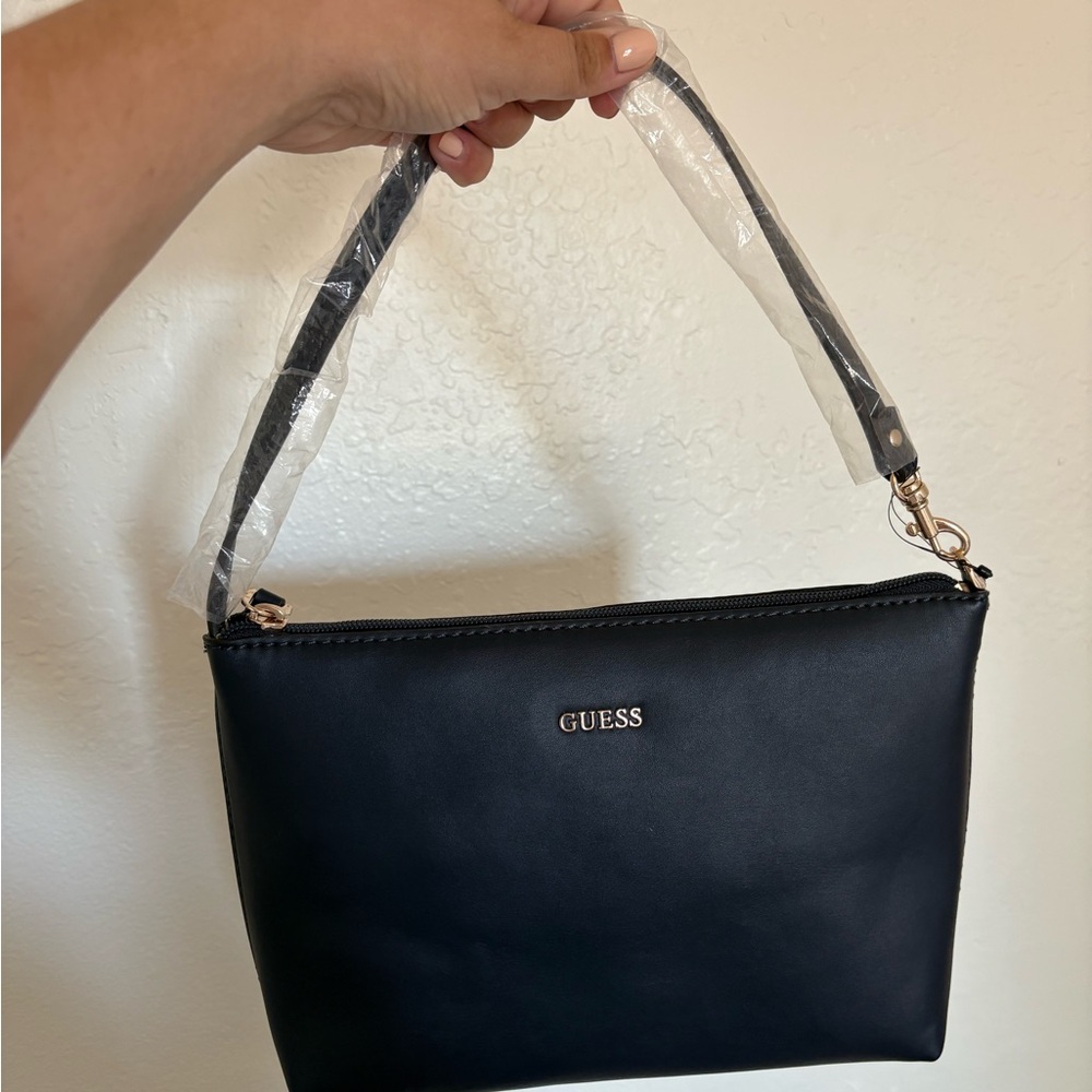 Guess Navy Blue Shoulder Bag Purse Gold Hardware